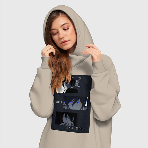 Женская толстовка-платье Глаза бога войны / Миндальный – фото 3