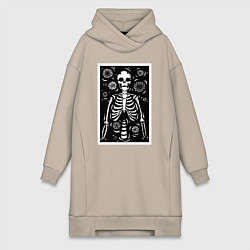Женская толстовка-платье Скелет иллюстрация