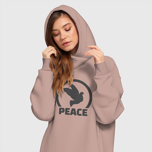 Женская толстовка-платье Peace bird / Пыльно-розовый – фото 3