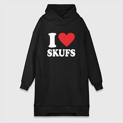 Женское худи-платье I love - skufs, цвет: черный