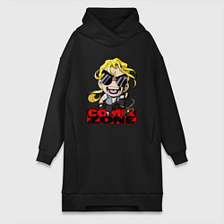 Женское худи-платье Comix zone - anime style, цвет: черный