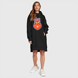 Женское худи-платье Медовый мишка с сердцем, цвет: черный — фото 2