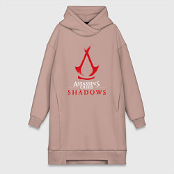Женское худи-платье Assassins creed shadows logo, цвет: пыльно-розовый