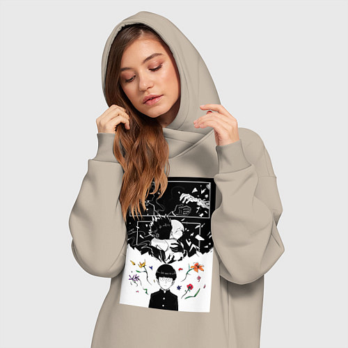 Женская толстовка-платье Моб Психо Шигэо Кагэяма / Миндальный – фото 3