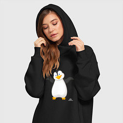 Женское худи-платье Веселый пингвин красивый, цвет: черный — фото 2
