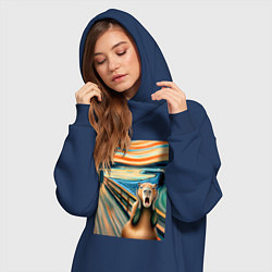 Женское худи-платье Капибара кричит - мем нейросеть, цвет: тёмно-синий — фото 2