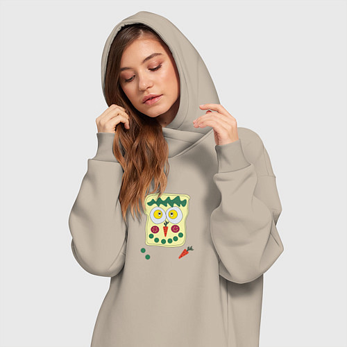 Женская толстовка-платье Бутерброд веселый / Миндальный – фото 3