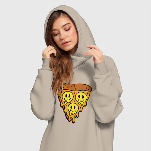 Женская толстовка-платье Happy nation pizza / Миндальный – фото 3
