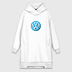 Женское худи-платье Volkswagen logo blue, цвет: белый