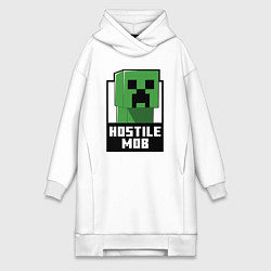 Женское худи-платье Minecraft hostile mob, цвет: белый