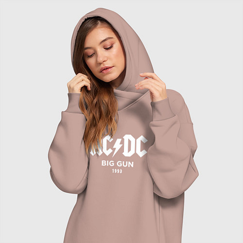 Женская толстовка-платье AC DC - Big gun 1993 / Пыльно-розовый – фото 3
