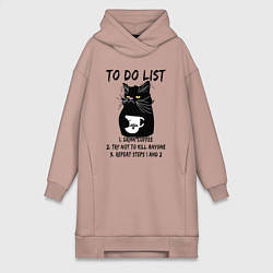 Женская толстовка-платье Черный кот и список дел