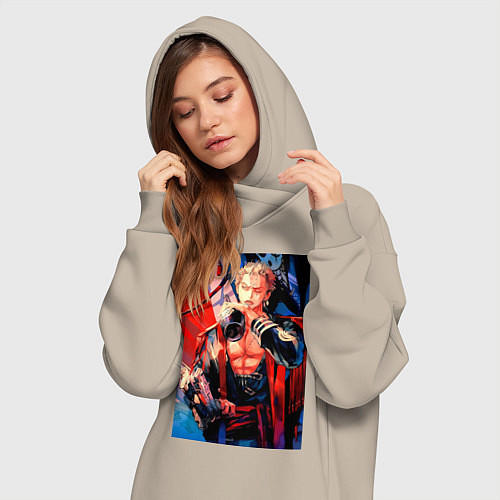 Женская толстовка-платье Ван-Пис Зоро Ророноа / Миндальный – фото 3