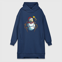 Женское худи-платье Паук снеговик, цвет: тёмно-синий