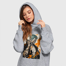 Женское худи-платье Ван-Пис Зоро Ророноа фехтовальщик, цвет: меланж — фото 2