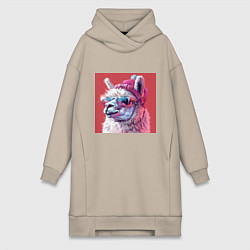 Женское худи-платье Блистательная лама, цвет: миндальный