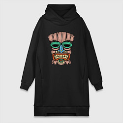 Женское худи-платье Tiki face, цвет: черный