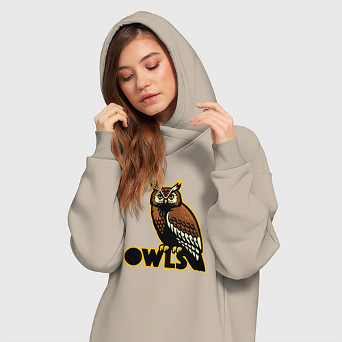 Женская толстовка-платье Owls / Миндальный – фото 3