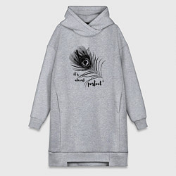 Женская толстовка-платье Перо павлина - на удачу