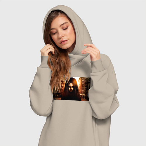 Женская толстовка-платье Альма Вейд Fear 2 / Миндальный – фото 3