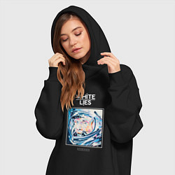 Женское худи-платье White Lies - Big TV new merch, цвет: черный — фото 2