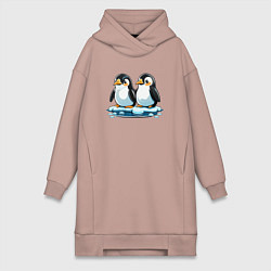 Женская толстовка-платье Два пингвина на льдине