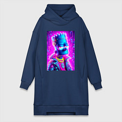 Женское худи-платье Кибер Барт цвета ультрамарин - нейросеть, цвет: тёмно-синий