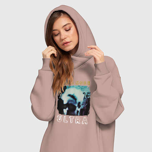 Женская толстовка-платье Depeche Mode - Ultra mode logo / Пыльно-розовый – фото 3