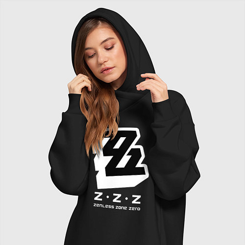 Женская толстовка-платье Zenless zone zero лого / Черный – фото 3