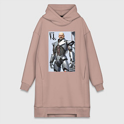 Женское худи-платье Vladimir Lenin - cyberpunk fantasy, цвет: пыльно-розовый