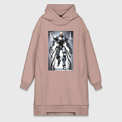 Женское худи-платье Cyber Lenin - armor on suction cups, цвет: пыльно-розовый