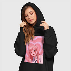 Женское худи-платье Марин Китагава: Сердца, цвет: черный — фото 2