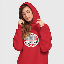 Женское худи-платье Switzerland country, цвет: красный — фото 2