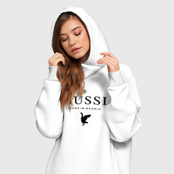 Женское худи-платье Гусси черный - сделано в России, цвет: белый — фото 2