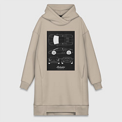 Женское худи-платье Lamborghini гоночный, цвет: миндальный