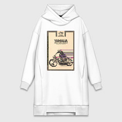 Женское худи-платье Мотоцикл Yamaha, цвет: белый