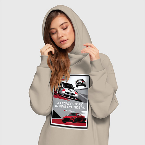 Женская толстовка-платье Audi Sport автомобиль / Миндальный – фото 3