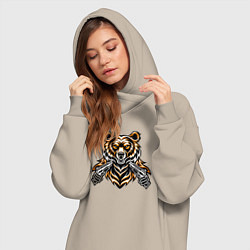 Женское худи-платье Медведь с пистолетом, цвет: миндальный — фото 2