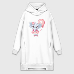 Женское худи-платье Elephant baby, цвет: белый
