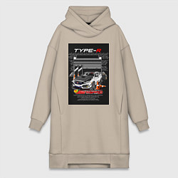 Женское худи-платье Honda jdm, цвет: миндальный