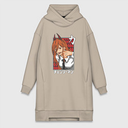 Женская толстовка-платье Человек-бензопила Пауэр с рогами