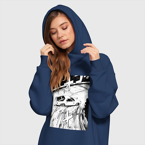 Женская толстовка-платье Mazda RX-7 гоночный стиль / Тёмно-синий – фото 3