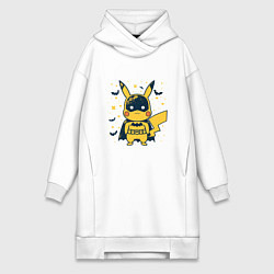 Женское худи-платье Пикачу бэтмен, цвет: белый