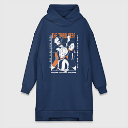 Женское худи-платье Haikyuu!! Хаику Волейбол третьегодки Асахи Азумане, цвет: тёмно-синий