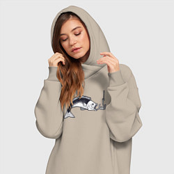 Женское худи-платье Голодная рыбка, цвет: миндальный — фото 2