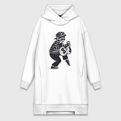 Женское худи-платье Вор с мешками денег, цвет: белый