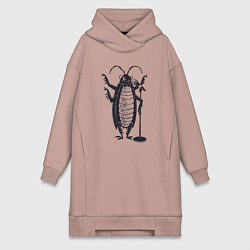 Женское худи-платье Тараканчик певец, цвет: пыльно-розовый