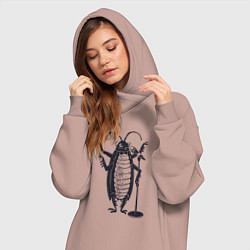 Женское худи-платье Тараканчик певец, цвет: пыльно-розовый — фото 2