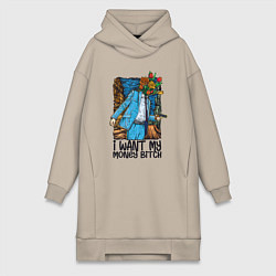 Женское худи-платье Отдай мне деньги сучка - букет, цвет: миндальный
