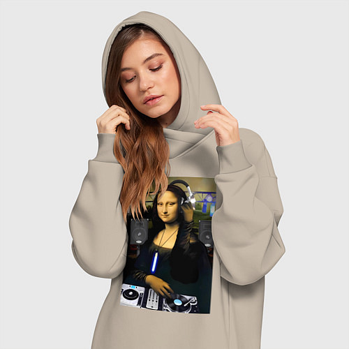 Женская толстовка-платье Мона Лиза диджей / Миндальный – фото 3